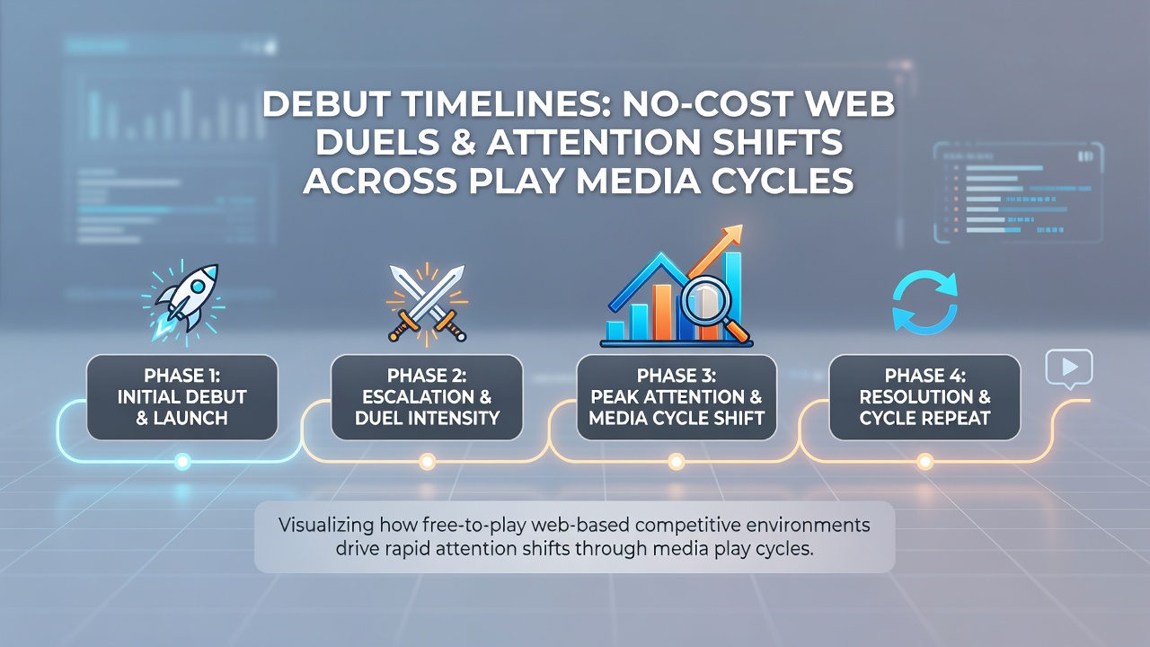 Graph depicting attention shifts in gaming media following debut timelines in web duels