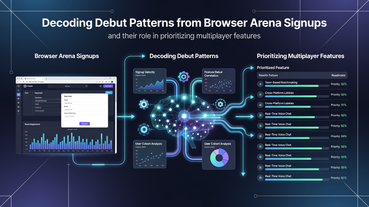 Analyst reviewing multiplayer feature priority charts derived from browser signup data