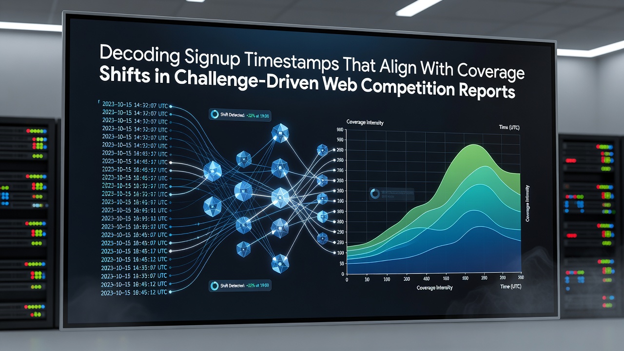 Visualization of signup timestamp patterns overlaid with media coverage timelines in browser-based competitions