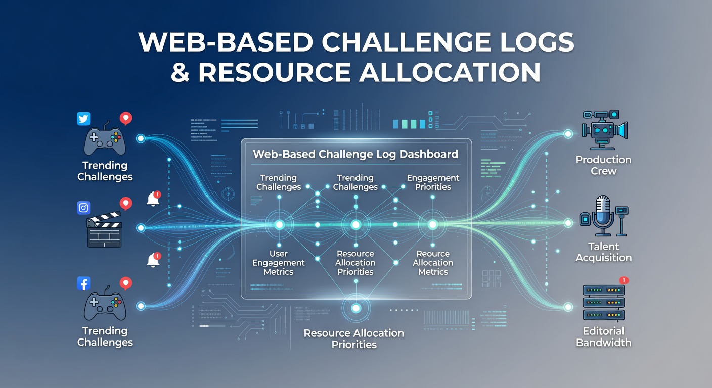 Dashboard displaying web-based challenge log analytics used by digital entertainment journalists for resource planning