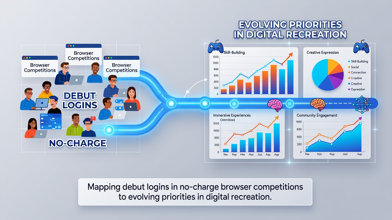 Chart comparing debut login volumes in free browser arenas with shifts in digital recreation journalism topic focus