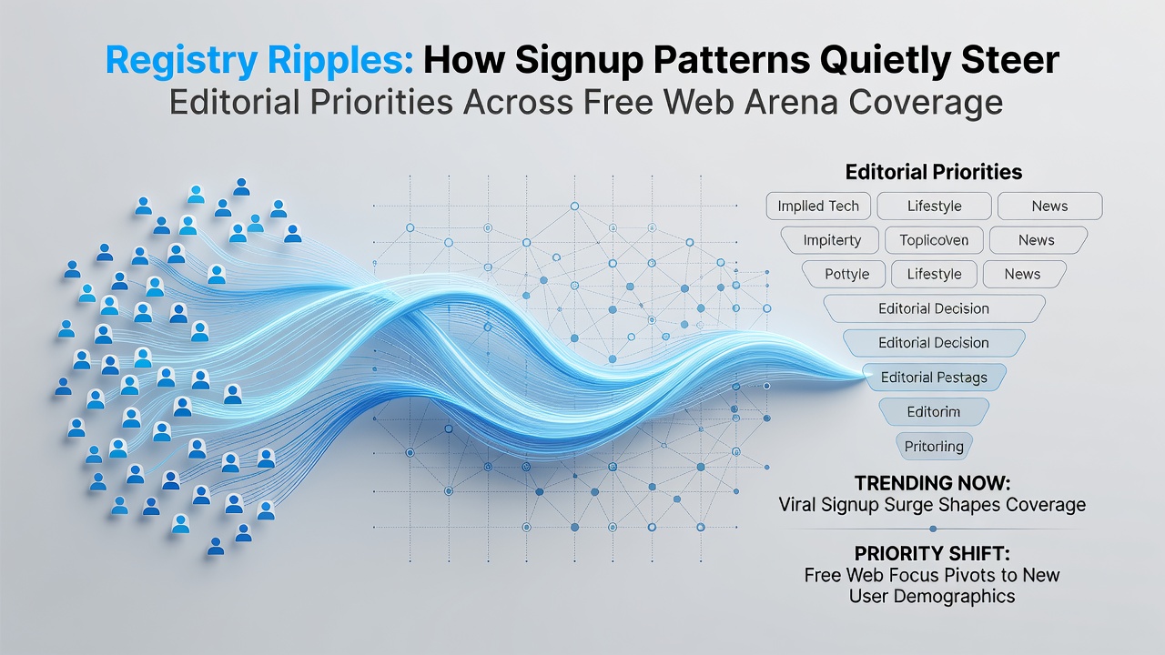 Visualization of signup data flows influencing editorial decisions in free browser game coverage