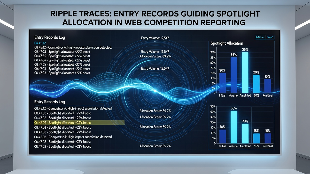 Analytics charts mapping registration ripples to media coverage spikes in browser-based competitions